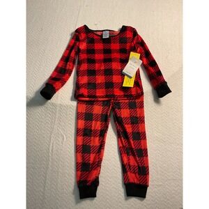 Modern Kids Red Black‎ Buffalo Plaid Pajamas Set - Size 2T - Snug Fit